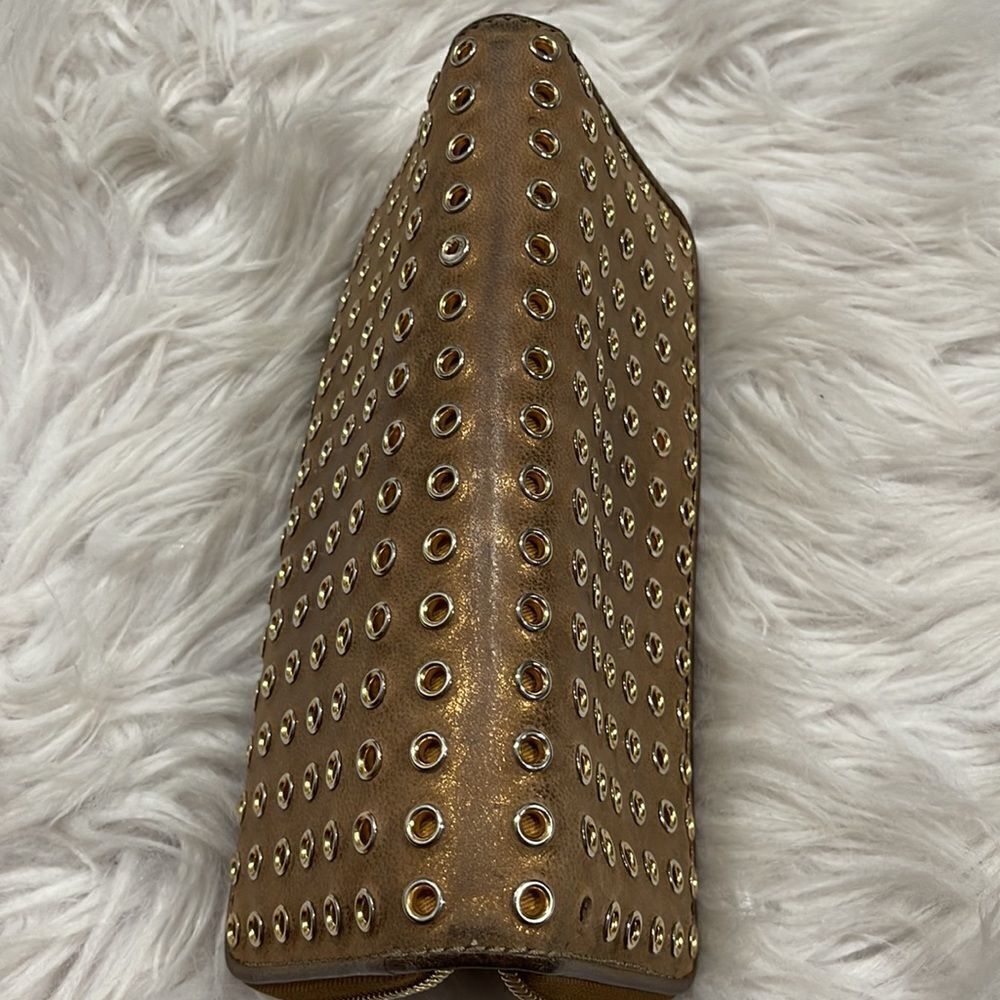 Michael Kors Metallic Leather Grommet Zip Around Wallet - Picture 15 of 15